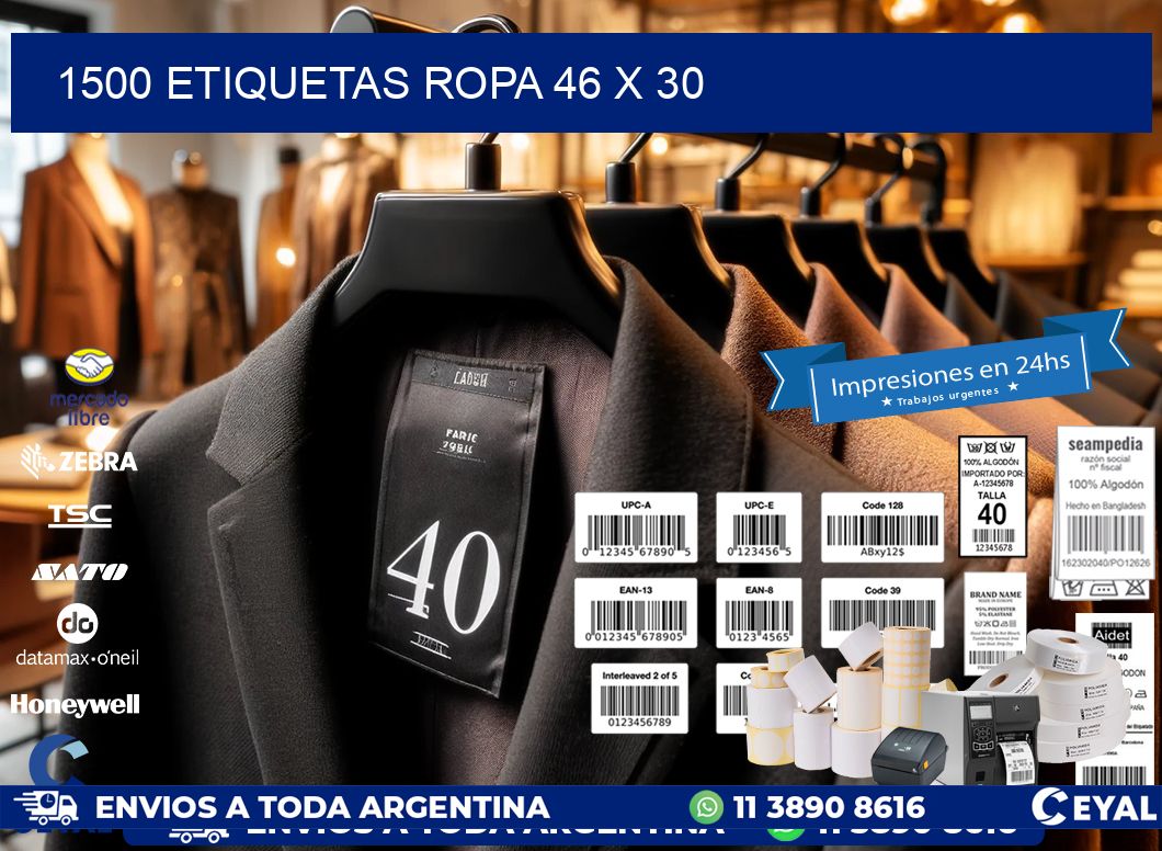 1500 ETIQUETAS ROPA 46 x 30