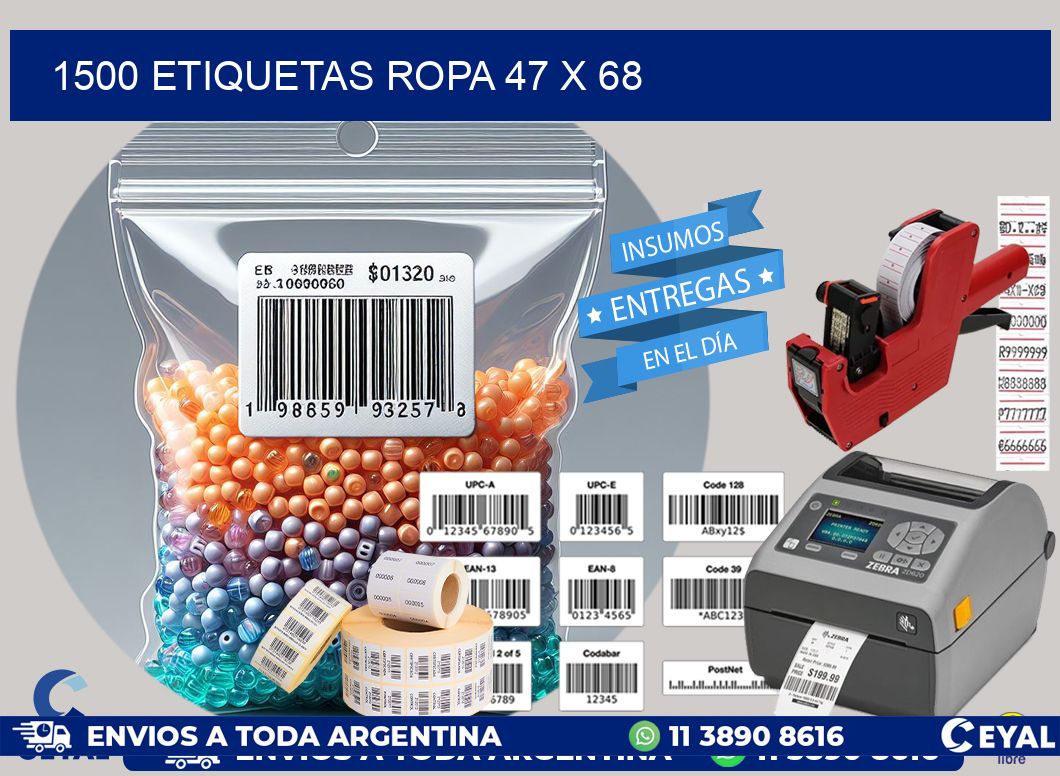 1500 ETIQUETAS ROPA 47 x 68