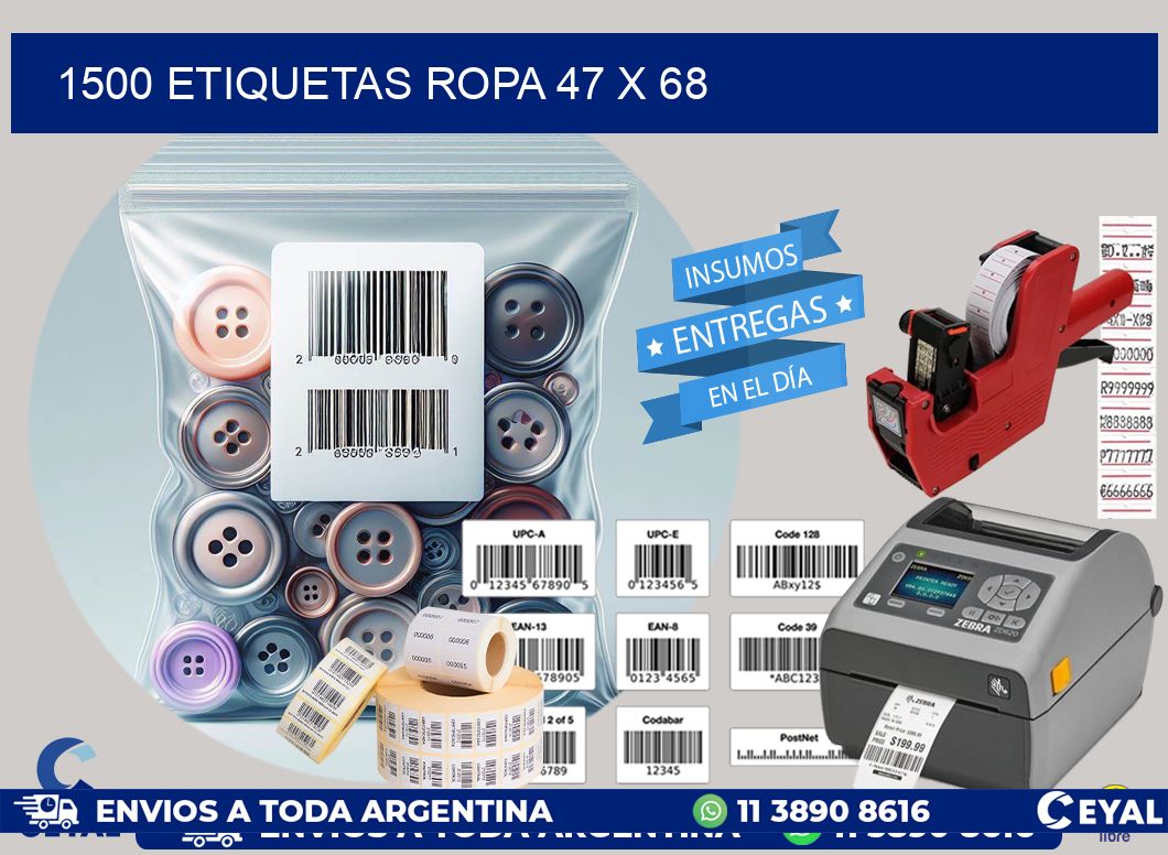 1500 ETIQUETAS ROPA 47 x 68