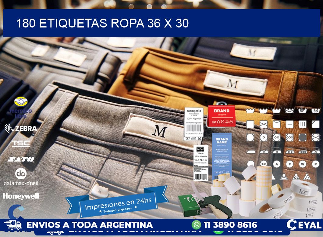 180 ETIQUETAS ROPA 36 x 30