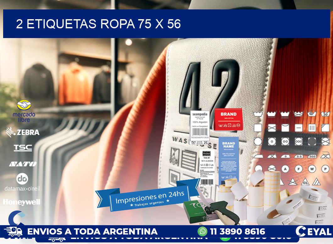 2 ETIQUETAS ROPA 75 x 56