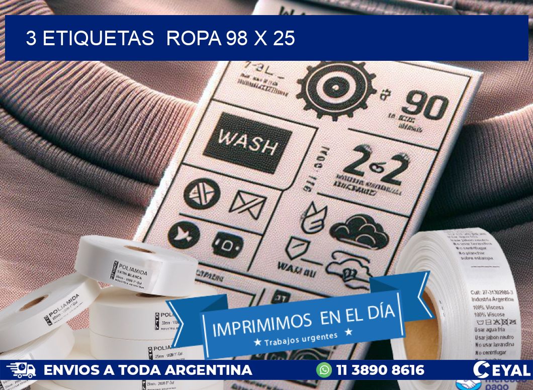 3 ETIQUETAS  ROPA 98 x 25