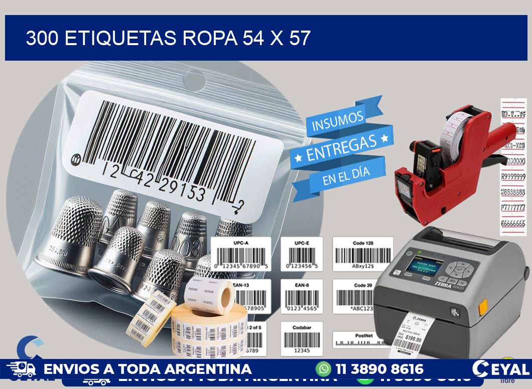 300 ETIQUETAS ROPA 54 x 57