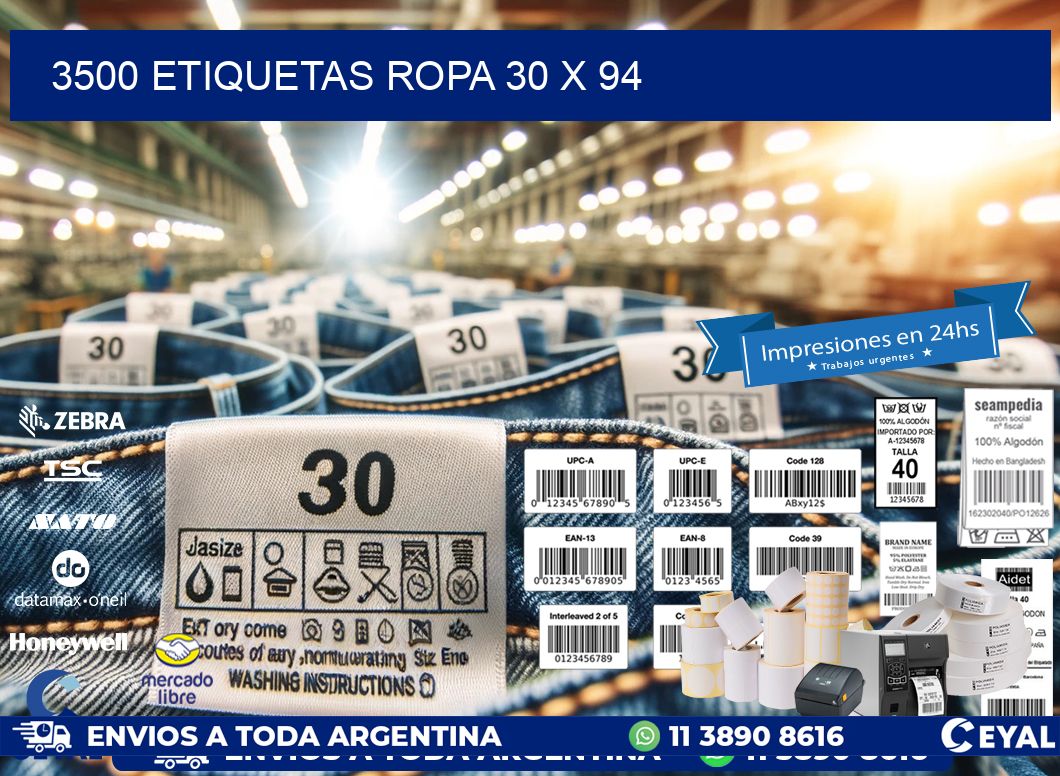 3500 ETIQUETAS ROPA 30 x 94