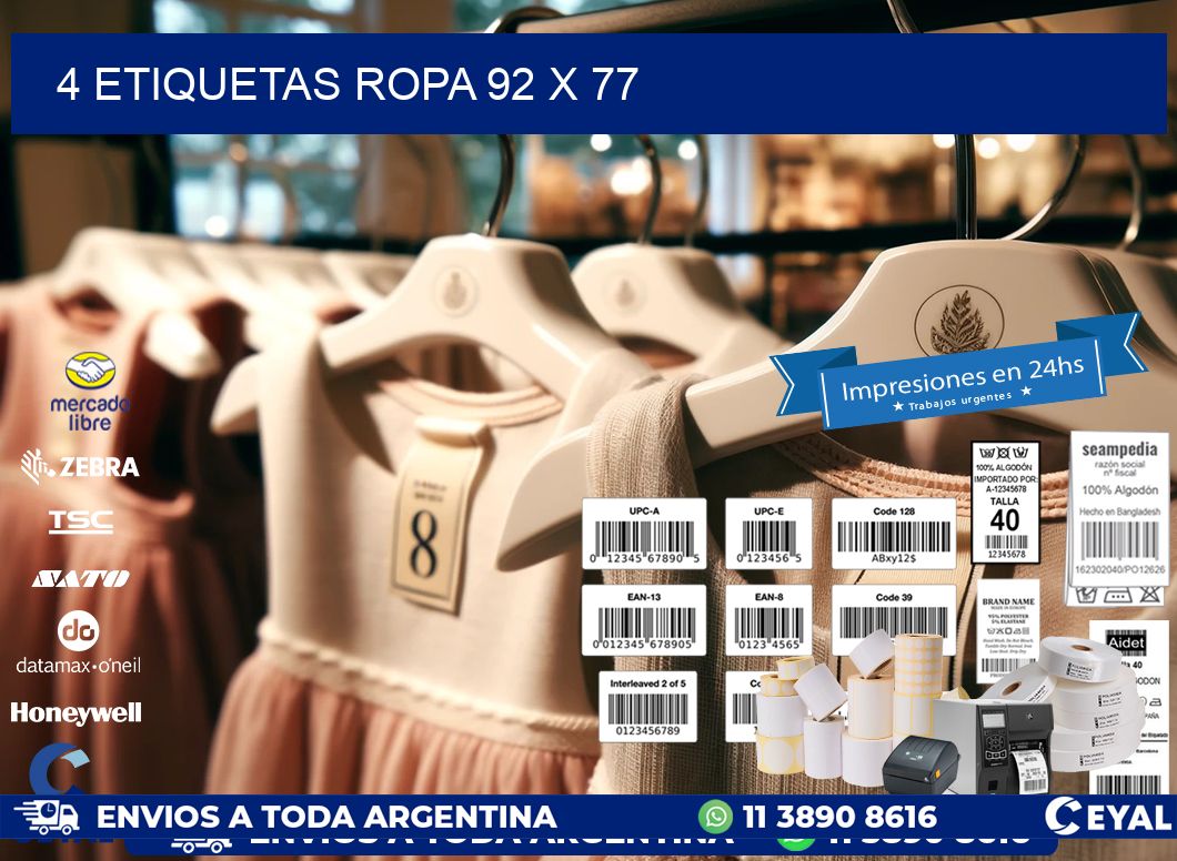 4 ETIQUETAS ROPA 92 x 77