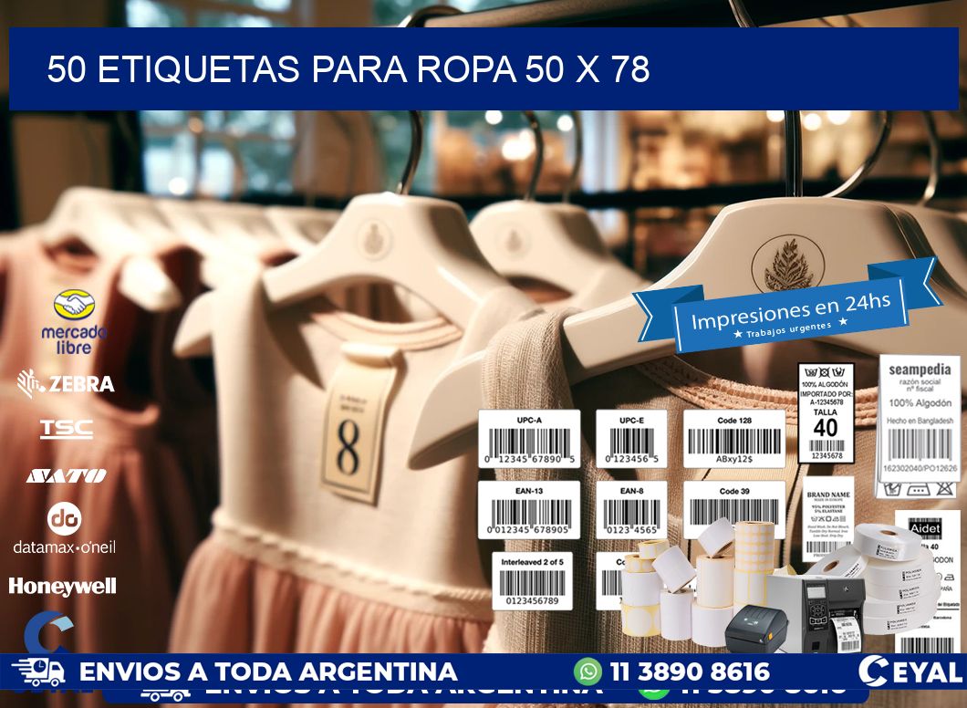 50 ETIQUETAS PARA ROPA 50 x 78