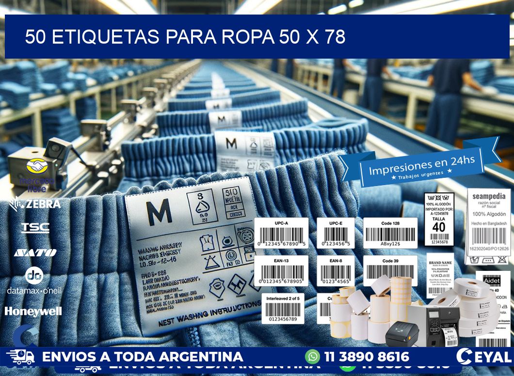 50 ETIQUETAS PARA ROPA 50 x 78