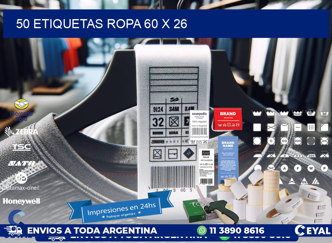 50 ETIQUETAS ROPA 60 x 26