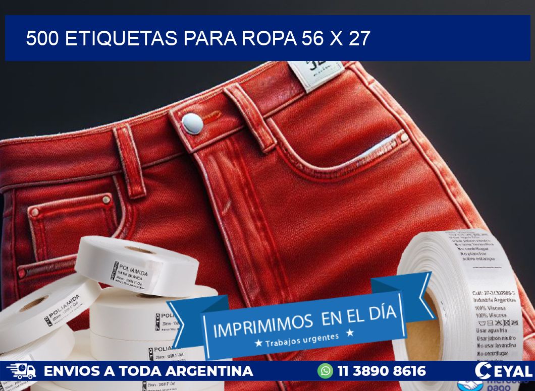 500 ETIQUETAS PARA ROPA 56 x 27
