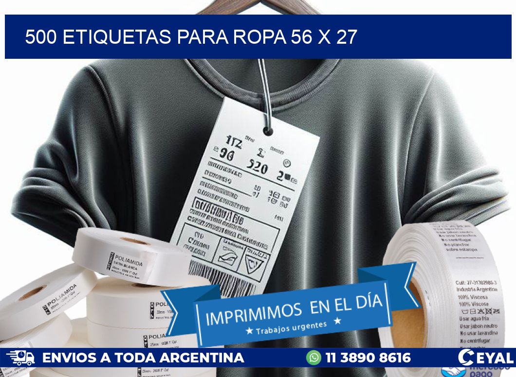 500 ETIQUETAS PARA ROPA 56 x 27