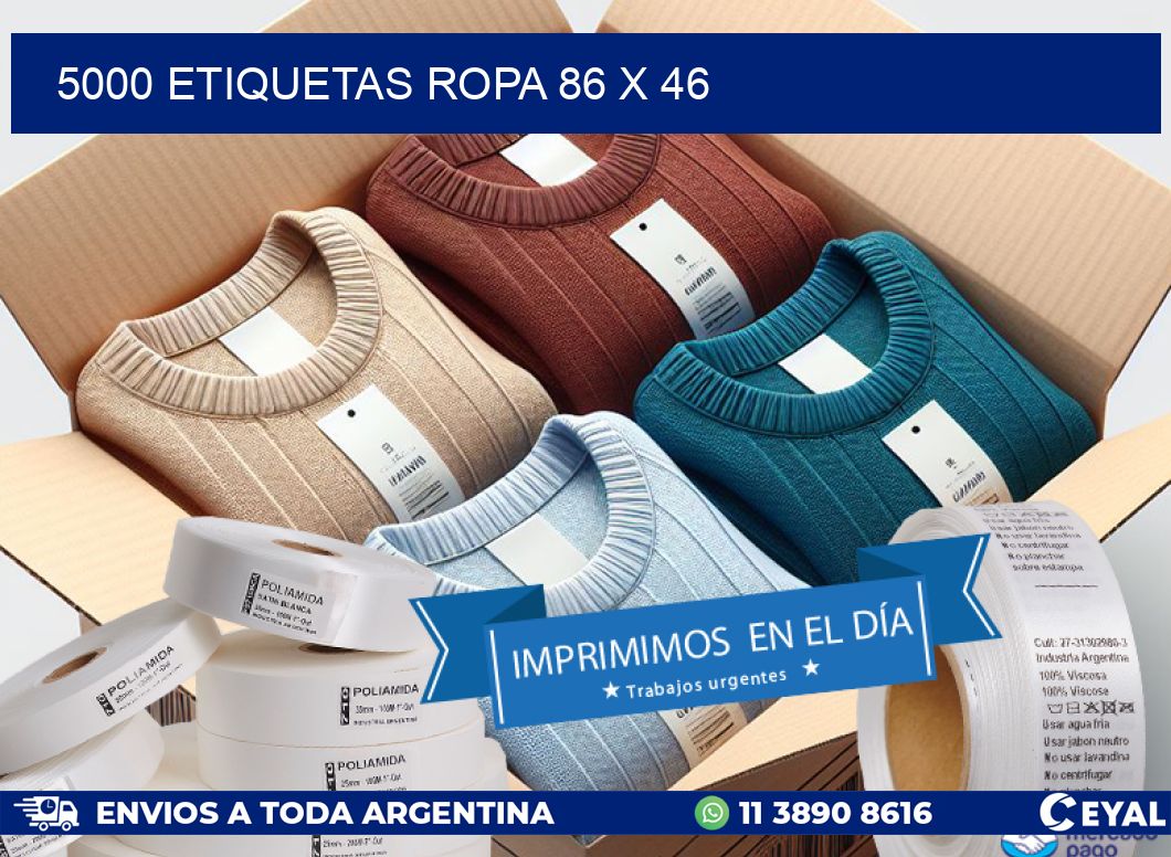 5000 ETIQUETAS ROPA 86 x 46