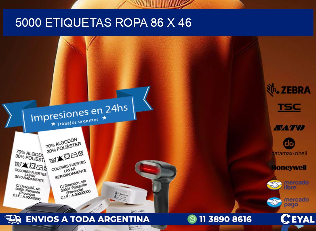 5000 ETIQUETAS ROPA 86 x 46