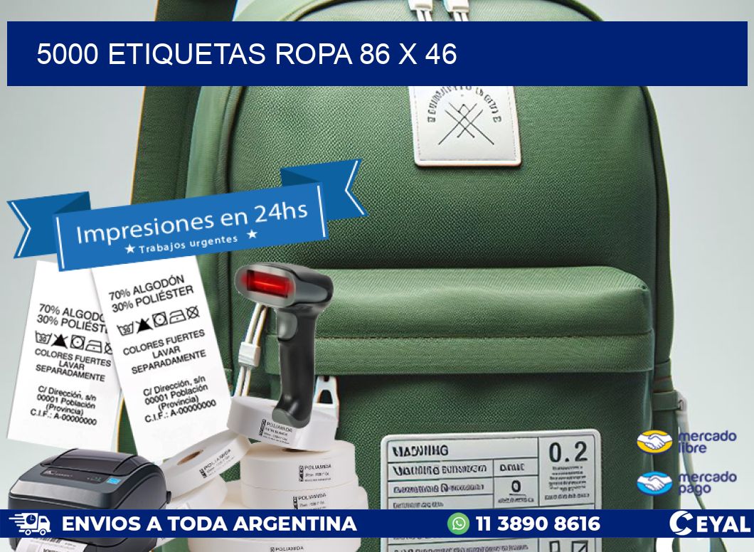 5000 ETIQUETAS ROPA 86 x 46