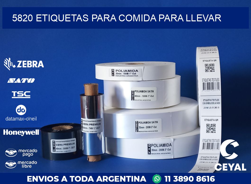 5820 ETIQUETAS PARA COMIDA PARA LLEVAR