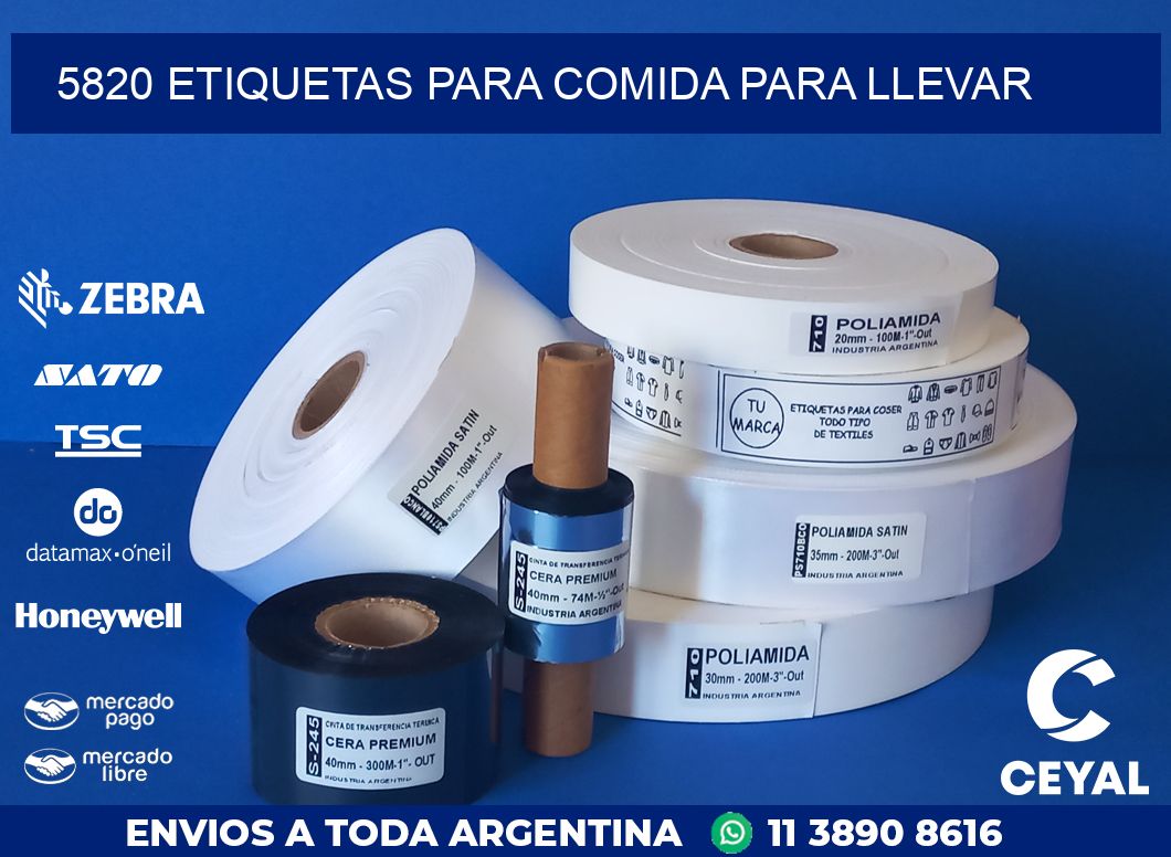 5820 ETIQUETAS PARA COMIDA PARA LLEVAR