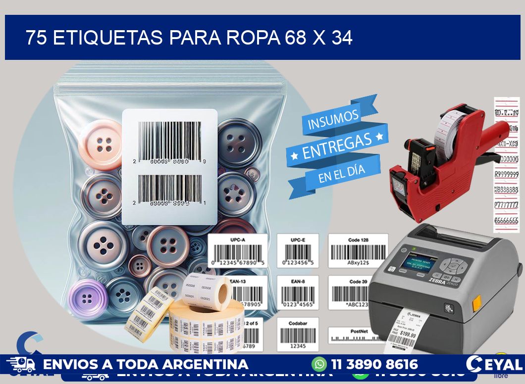 75 ETIQUETAS PARA ROPA 68 x 34