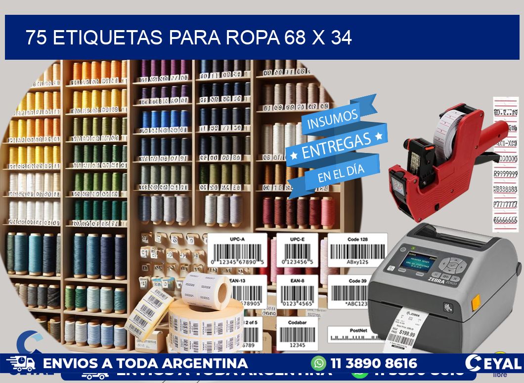 75 ETIQUETAS PARA ROPA 68 x 34