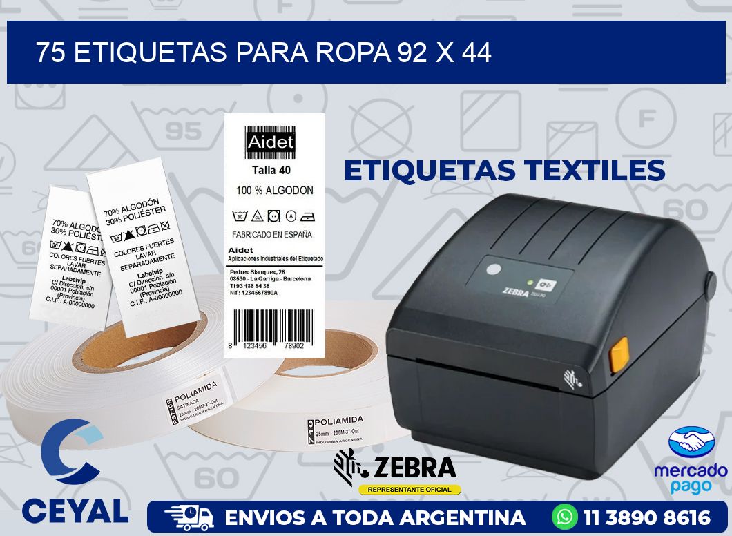 75 ETIQUETAS PARA ROPA 92 x 44