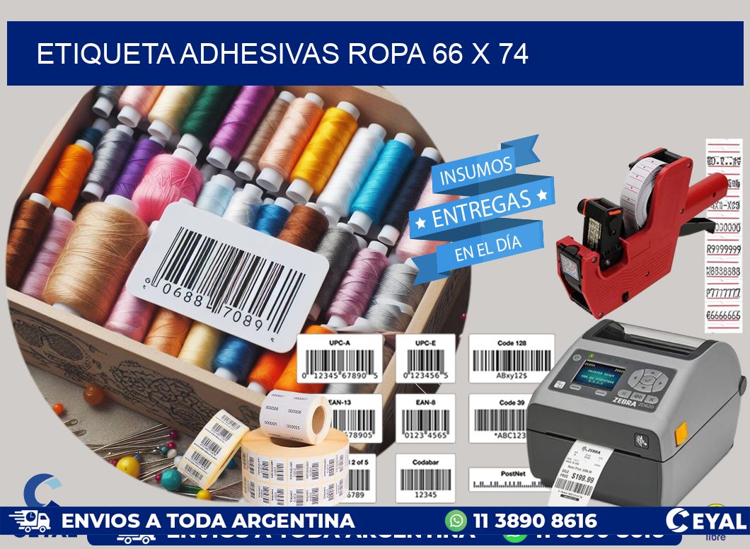 ETIQUETA ADHESIVAS ROPA 66 x 74