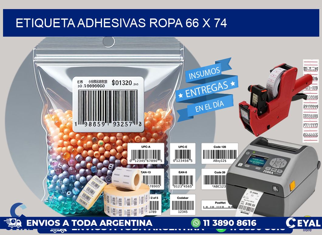 ETIQUETA ADHESIVAS ROPA 66 x 74