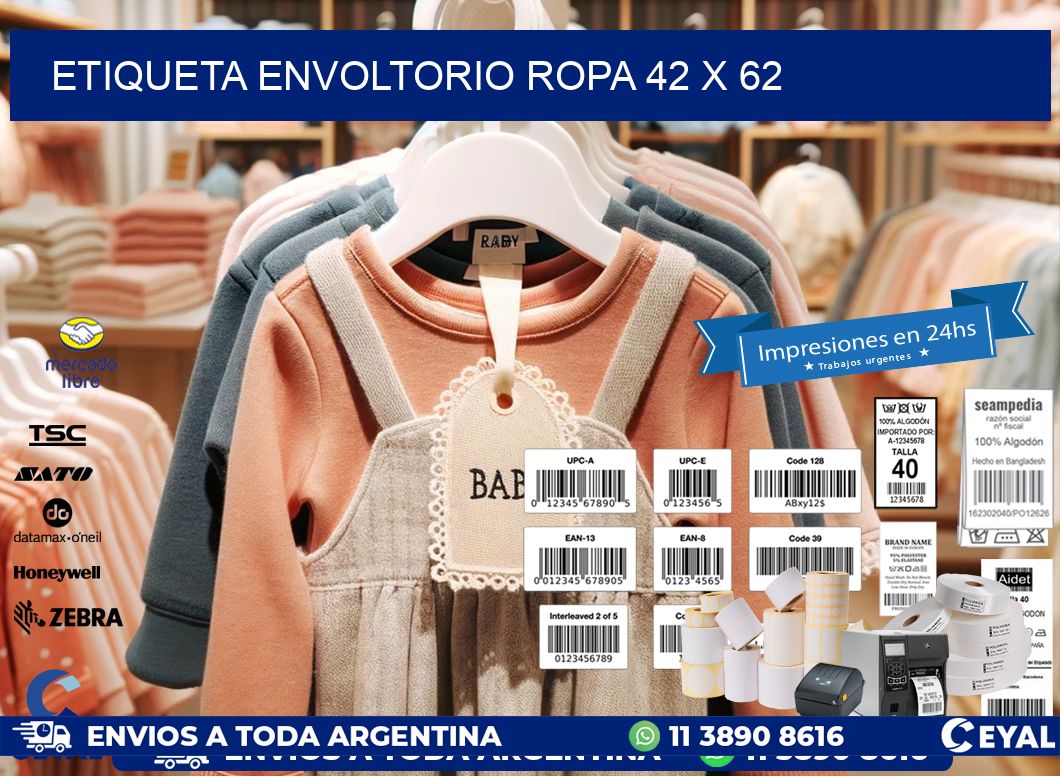 ETIQUETA ENVOLTORIO ROPA 42 x 62