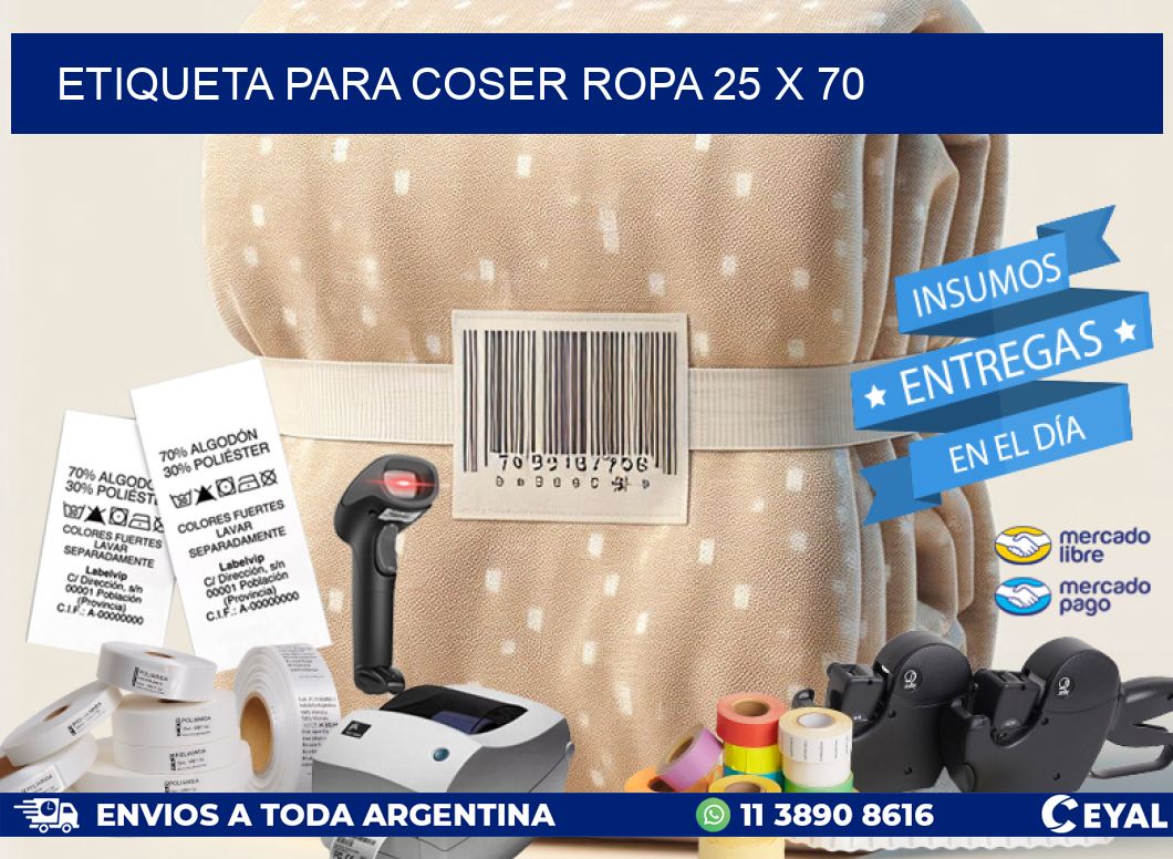 ETIQUETA PARA COSER ROPA 25 x 70
