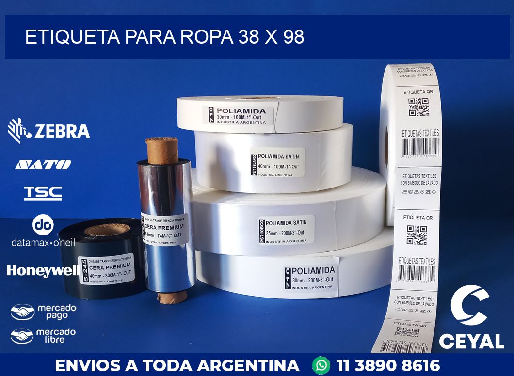 ETIQUETA PARA ROPA 38 x 98