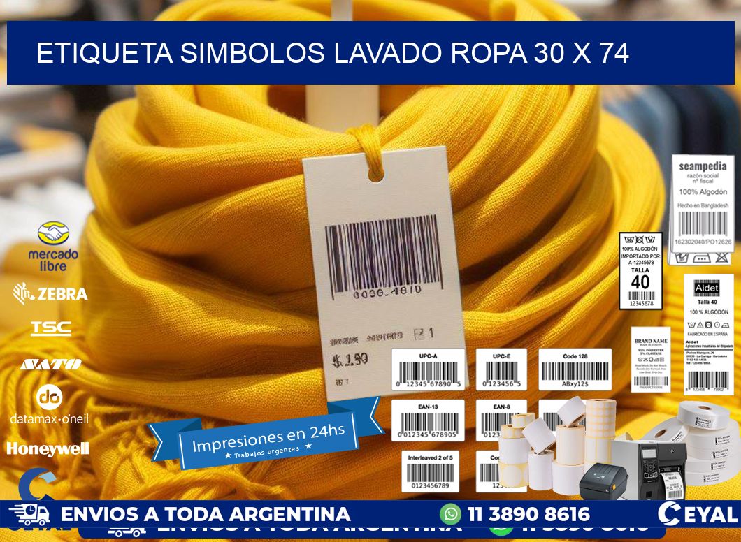 ETIQUETA SIMBOLOS LAVADO ROPA 30 x 74