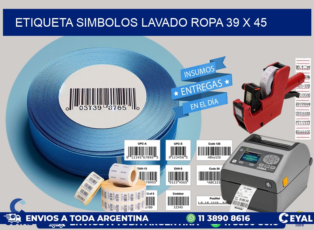 ETIQUETA SIMBOLOS LAVADO ROPA 39 x 45