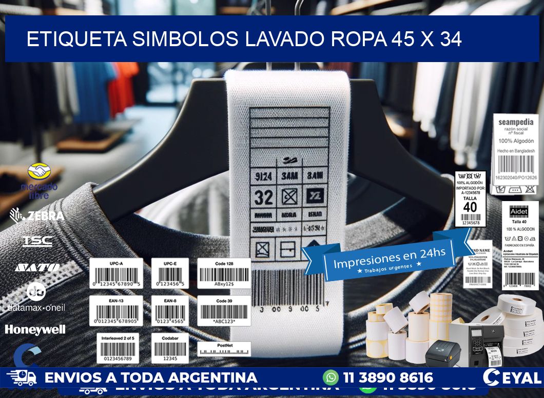 ETIQUETA SIMBOLOS LAVADO ROPA 45 x 34
