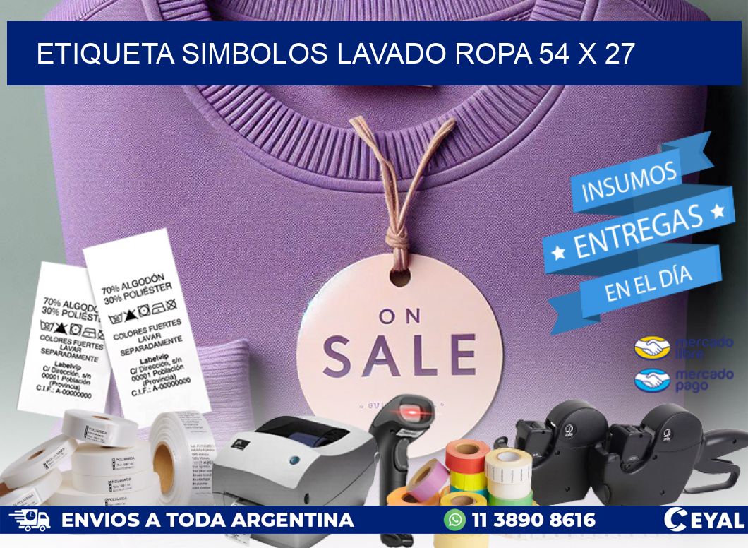 ETIQUETA SIMBOLOS LAVADO ROPA 54 x 27