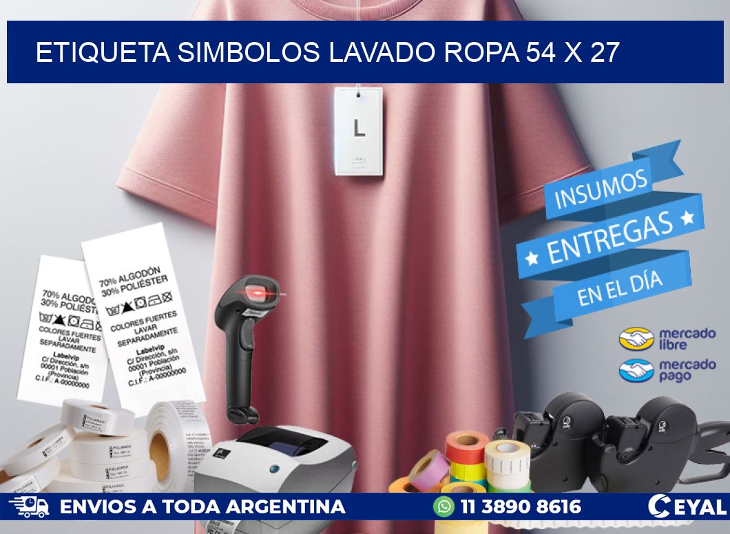ETIQUETA SIMBOLOS LAVADO ROPA 54 x 27