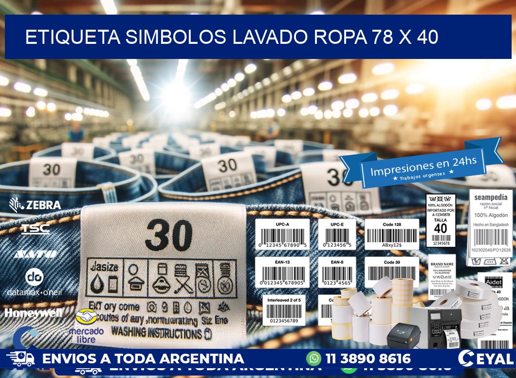 ETIQUETA SIMBOLOS LAVADO ROPA 78 x 40