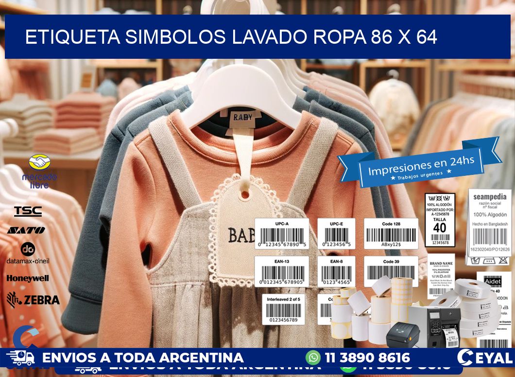 ETIQUETA SIMBOLOS LAVADO ROPA 86 x 64