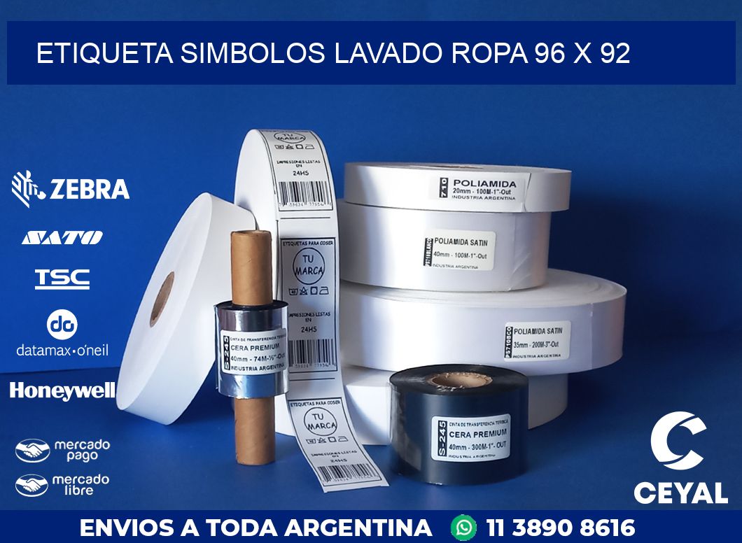 ETIQUETA SIMBOLOS LAVADO ROPA 96 x 92