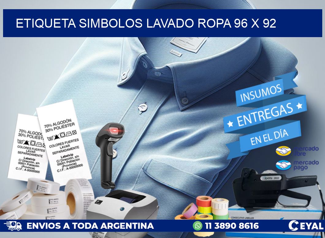 ETIQUETA SIMBOLOS LAVADO ROPA 96 x 92