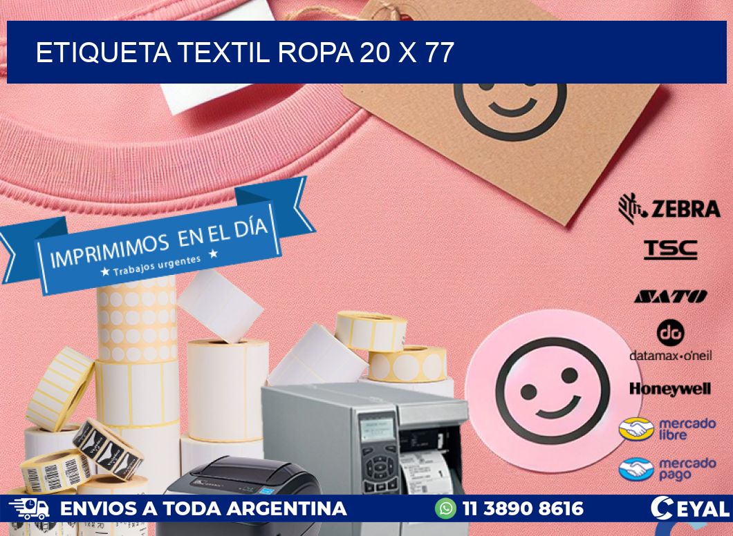 ETIQUETA TEXTIL ROPA 20 x 77