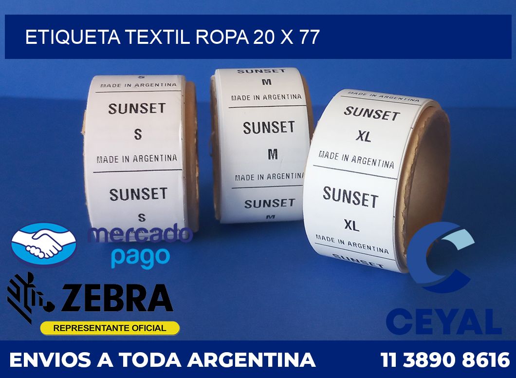 ETIQUETA TEXTIL ROPA 20 x 77