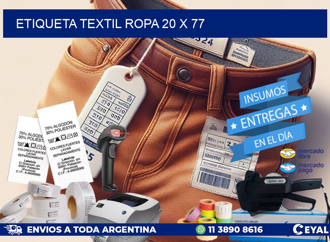 ETIQUETA TEXTIL ROPA 20 x 77