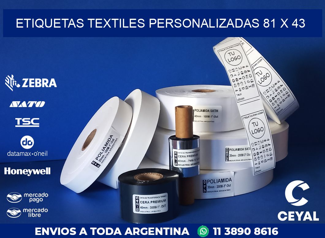 ETIQUETAS TEXTILES PERSONALIZADAS 81 x 43