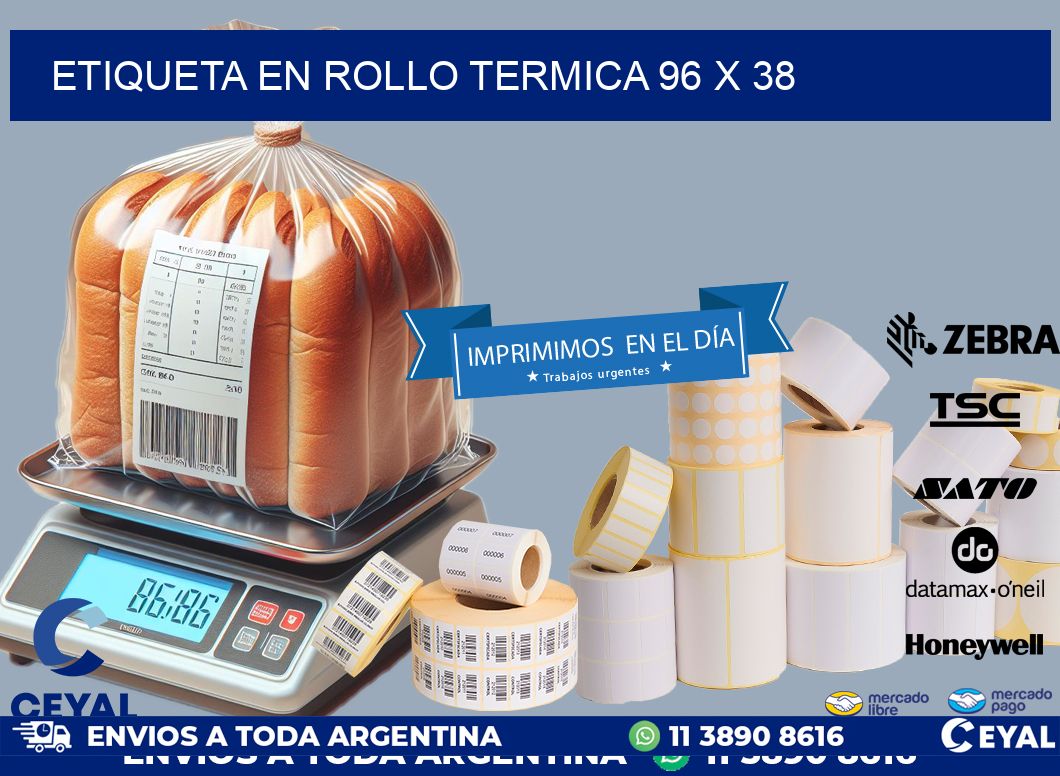 ETIQUETA EN ROLLO TERMICA 96 x 38