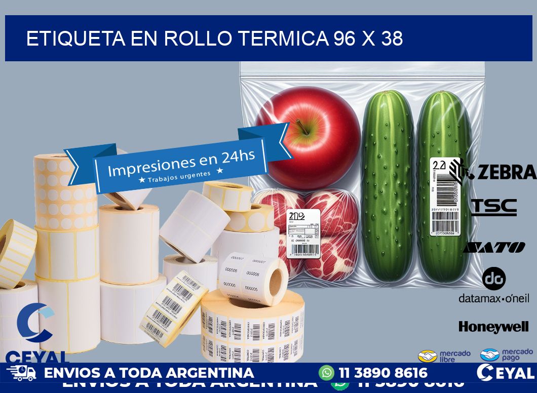 ETIQUETA EN ROLLO TERMICA 96 x 38