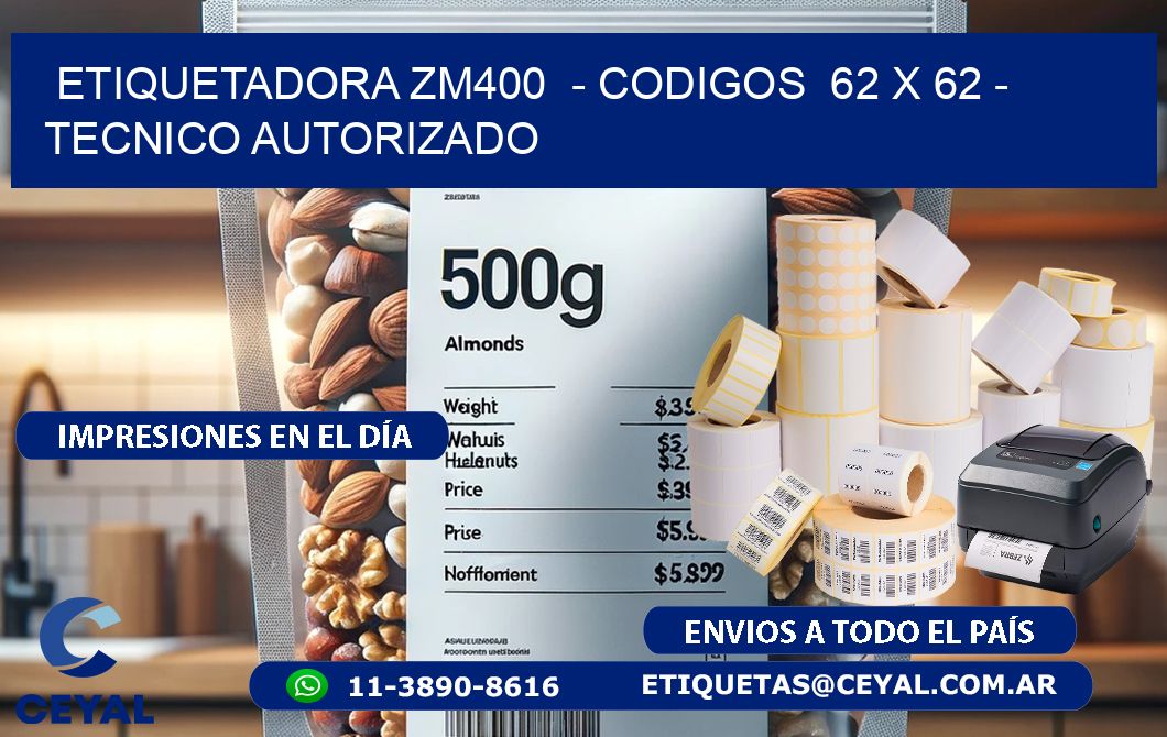 ETIQUETADORA ZM400  - CODIGOS  62 x 62 - TECNICO AUTORIZADO