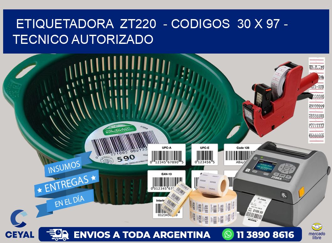 ETIQUETADORA  ZT220  - CODIGOS  30 x 97 - TECNICO AUTORIZADO