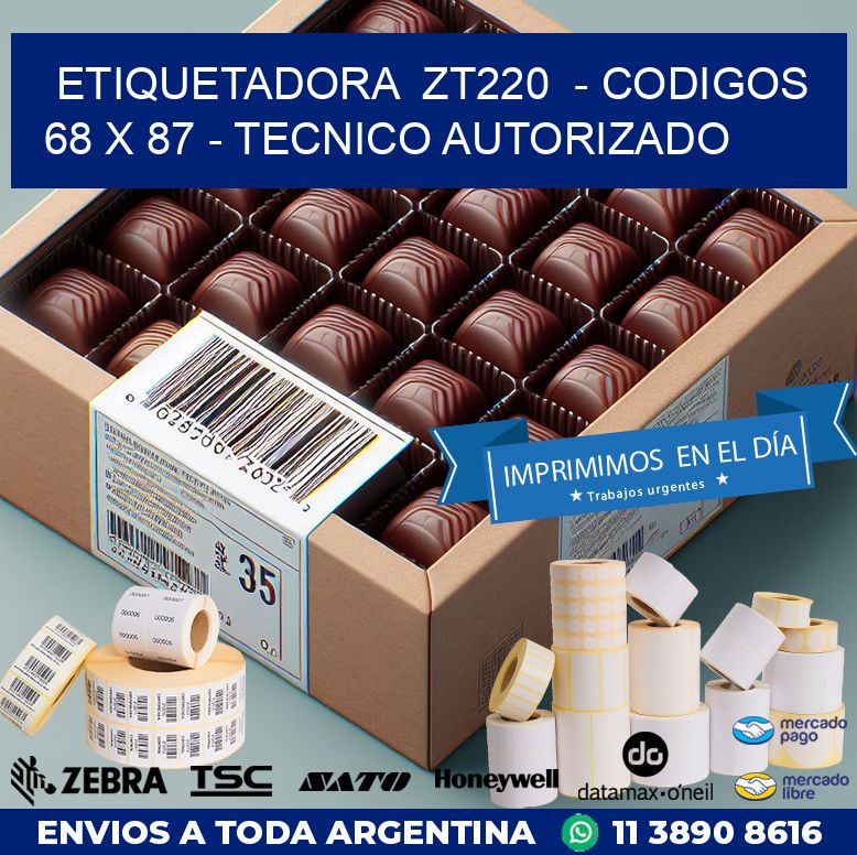 ETIQUETADORA  ZT220  – CODIGOS  68 x 87 – TECNICO AUTORIZADO