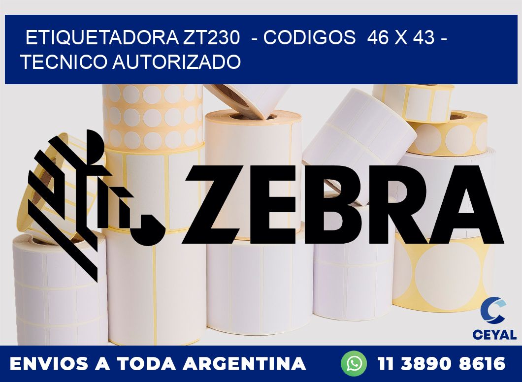 ETIQUETADORA ZT230  - CODIGOS  46 x 43 - TECNICO AUTORIZADO