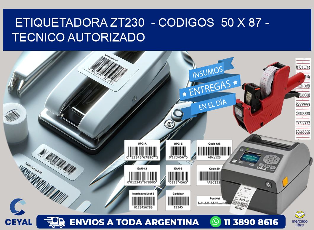 ETIQUETADORA ZT230  - CODIGOS  50 x 87 - TECNICO AUTORIZADO