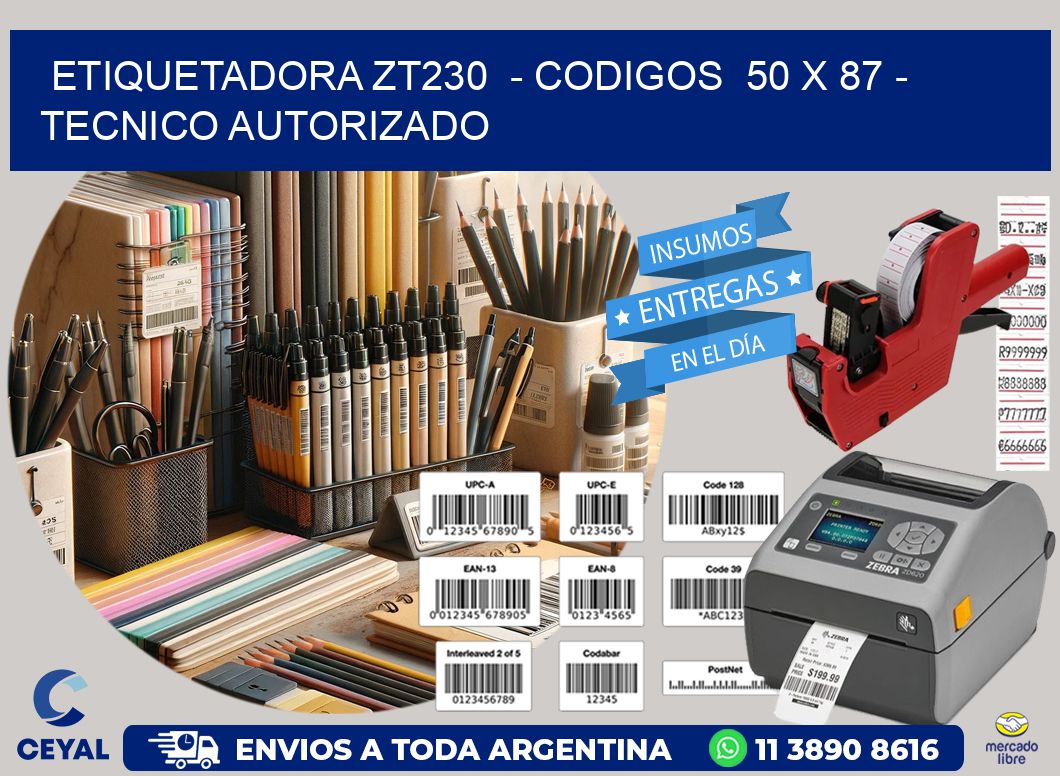 ETIQUETADORA ZT230  - CODIGOS  50 x 87 - TECNICO AUTORIZADO