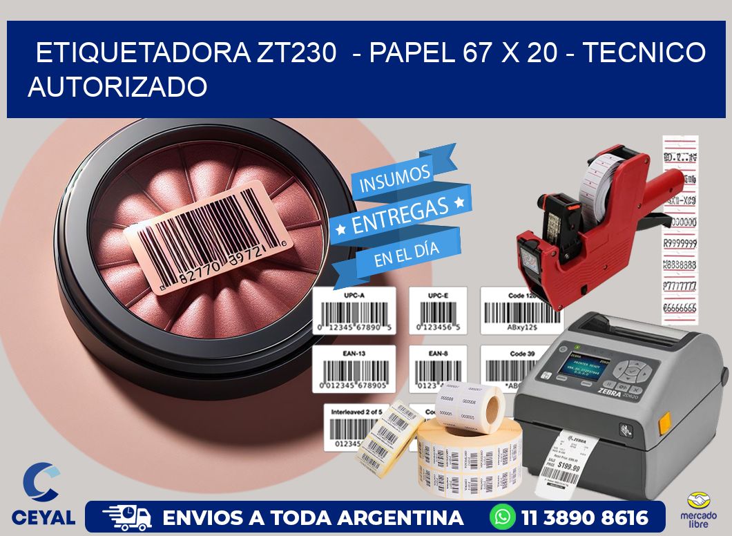 ETIQUETADORA ZT230  - PAPEL 67 x 20 - TECNICO AUTORIZADO