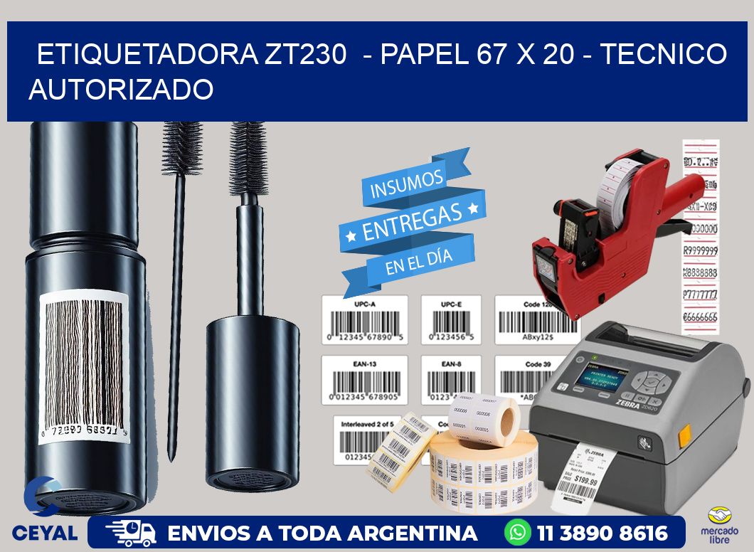 ETIQUETADORA ZT230  - PAPEL 67 x 20 - TECNICO AUTORIZADO